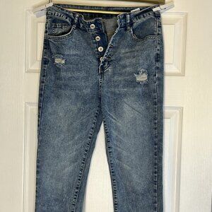 Distressed Skinny Jeans - Women’s Size Medium - Fly Button Closure - Fits Like 6